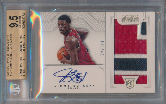 Panini 2012-2013 National Treasures Rookie Card #127 Jimmy Butler 122/199 / BGS Grade 9.5 / Auto Grade 10