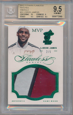 Panini 2012-2013 Flawless Emerald Jumbo Patches #50 Lebron James 2/5 / BGS Grade 9.5