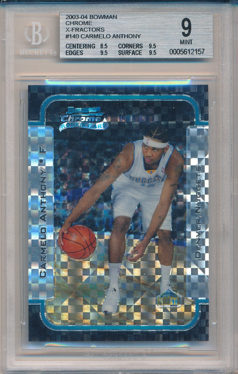 Topps 2003-2004 Bowman Chrome  X-Fractors #140 Carmelo Anthony 13/150 / BGS Grade 9