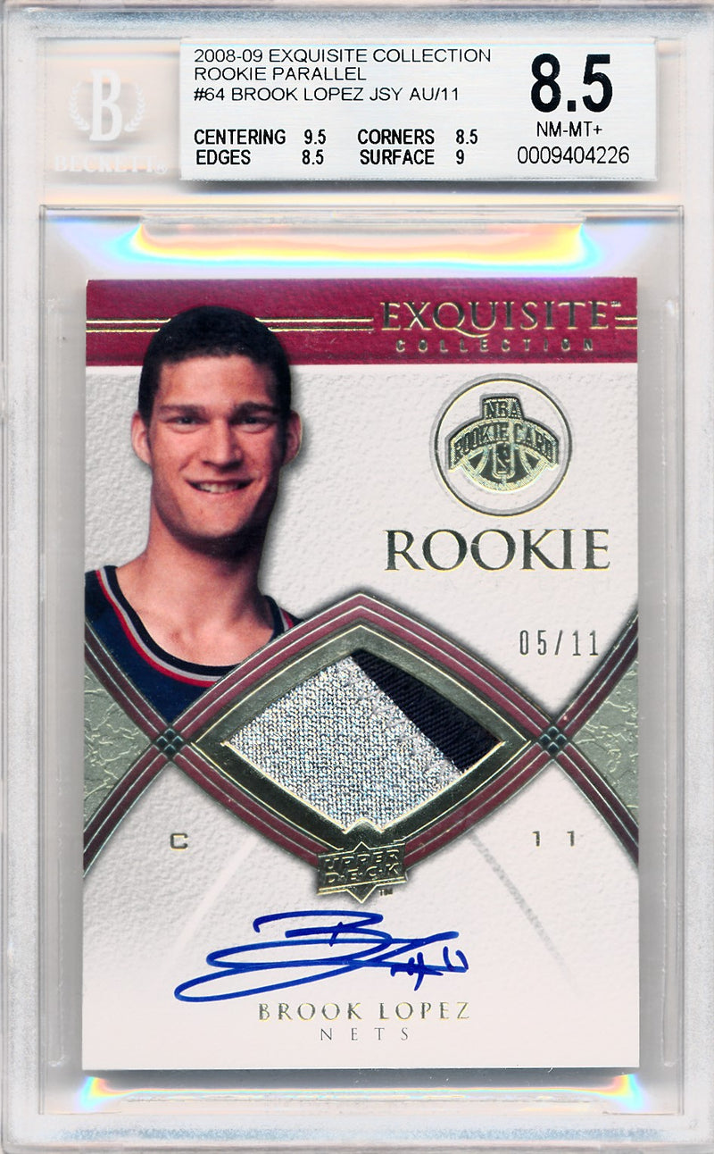 Upper Deck 2008-2009 Exquisite Collection Rookie Parallel #64 Brook Lopez 5/11 / BGS Grade 8.5 / Auto Grade 10