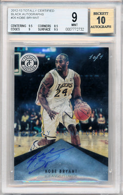 Panini 2012-2013 Totally Certified Black Autographs #26 Kobe Bryant 1/1 / BGS Grade 9 / Auto Grade 10