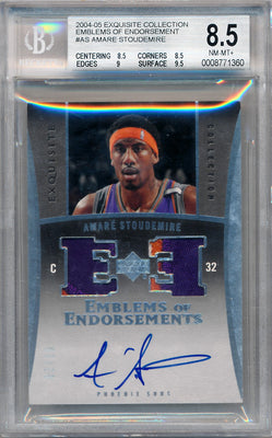 Upper Deck 2004-2005 Exquisite Collection Emblems Of Endorsement #AS Amare Stoudemire 2/10 / BGS Grade 8.5 / Auto Grade 10