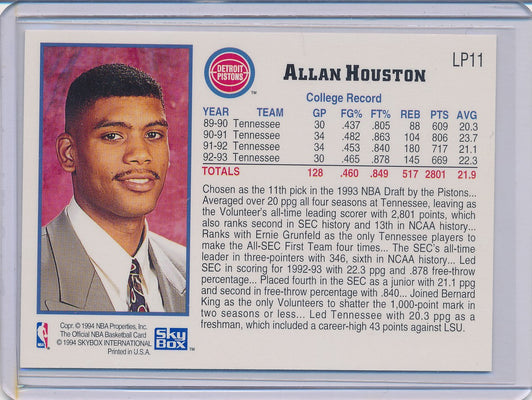 SkyBox 1993-1994 Hoops NBA Draft #LP11 Allan Houston