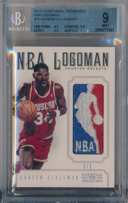 Panini 2012-2013 National Treasures NBA Logoman #72 Hakeem Olajuwon 1/1 / BGS Grade 9