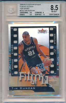 Fleer 2000-2001 Mystique Film At 11 #5/10FE Tim Duncan 1/11 / BGS Grade 8.5