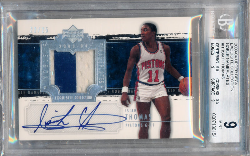 Upper Deck 2003-2004 Exquisite Collection Noble Nameplates #NN-IT Isiah Thomas 22/25 / BGS Grade 9 / Auto Grade 10