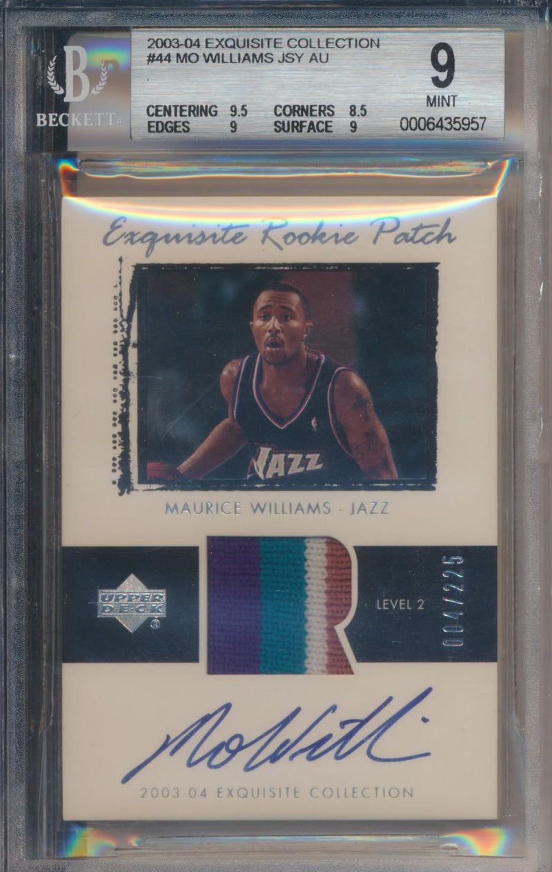 Upper Deck 2003-2004 Exquisite Collection Exquisite Rookie Patch Auto #44 Maurice Williams 4/225 / BGS Grade 9 / Auto Grade 10