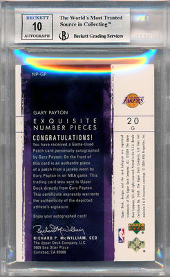 Upper Deck 2003-2004 Exquisite Collection Number Piece Autographs #NP-GP Gary Payton 10/20 / BGS Grade 8.5 / Auto Grade 10