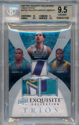 Upper Deck 2007-2008 Exquisite Collection Trios Patch #SPW Chris Paul / Peja Stojakovic / Julian Wright 6/10 / BGS Grade 9.5