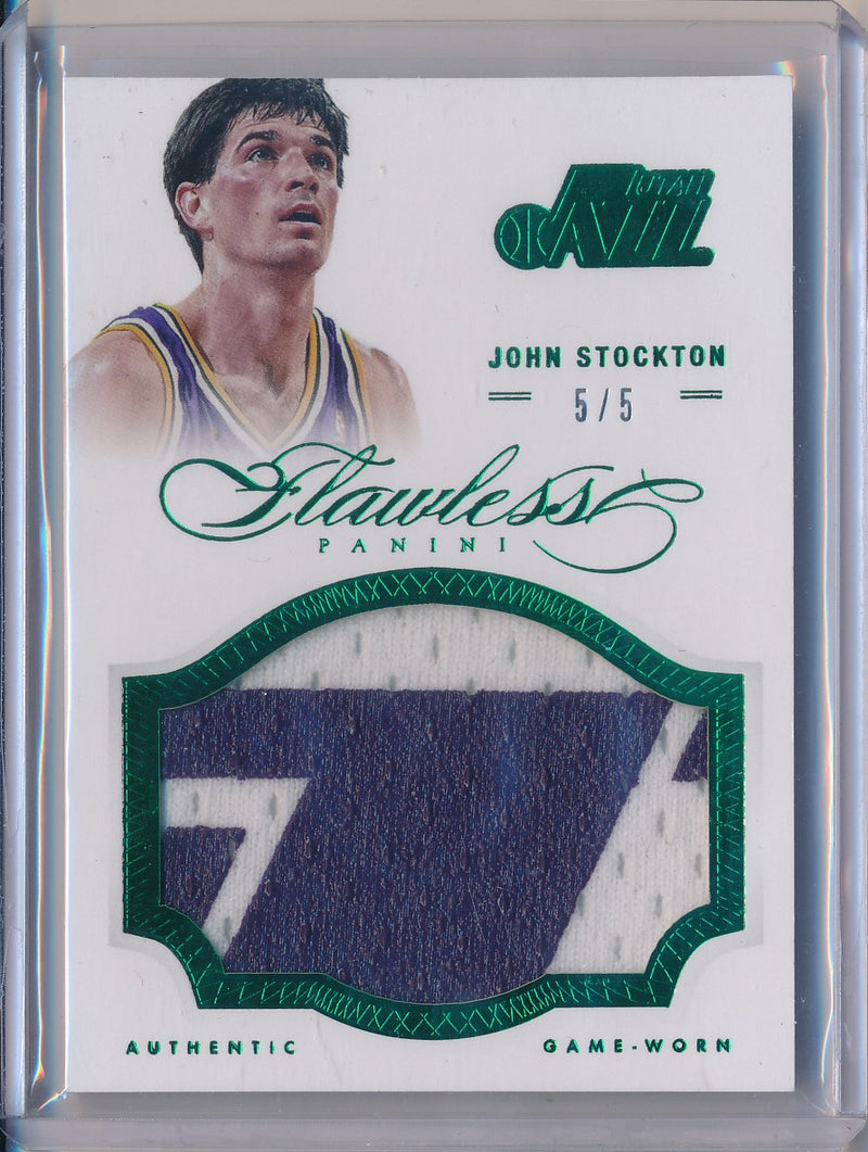 Panini 2012-2013 Flawless Emerald Jumbo Patches #62 John Stockton 5/5