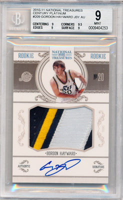 Panini 2010-2011 National Treasures  Century Platinum #209 Gordon Hayward 3/5 / BGS Grade 9 / Auto Grade 10