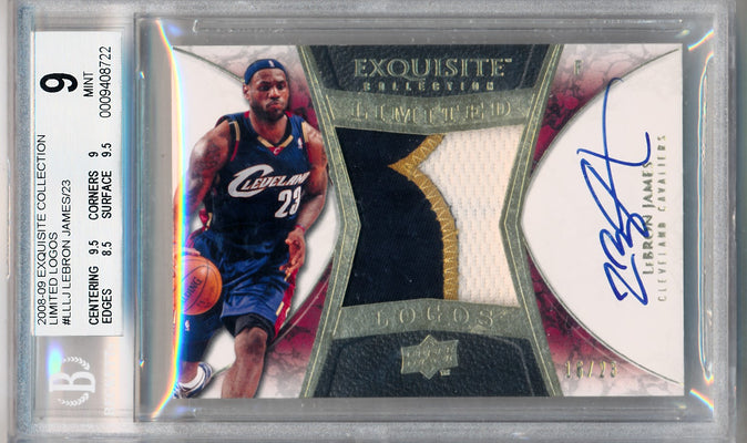 Upper Deck 2008-2009 Exquisite Collection Limited Logos #LLLJ Lebron James 16/23 / BGS Grade 9 / Auto Grade 10