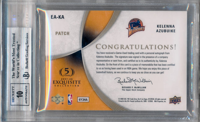 Upper Deck 2007-2008 Exquisite Collection Autographed Patches #EAKA Kelenna Azubuike 30/35 / BGS Grade 9 / Auto Grade 10