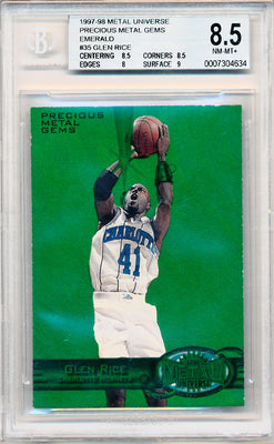 Skybox 1997-1998 Metal Universe Championship Precious Metal Gems Green #35 Glen Rice 3/100 / BGS Grade 8.5