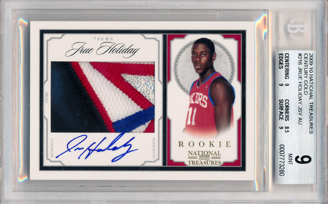 Panini 2009-2010 National Treasures Century Gold #216 Jrue Holiday 16/25 / BGS Grade 9 / Auto Grade 10