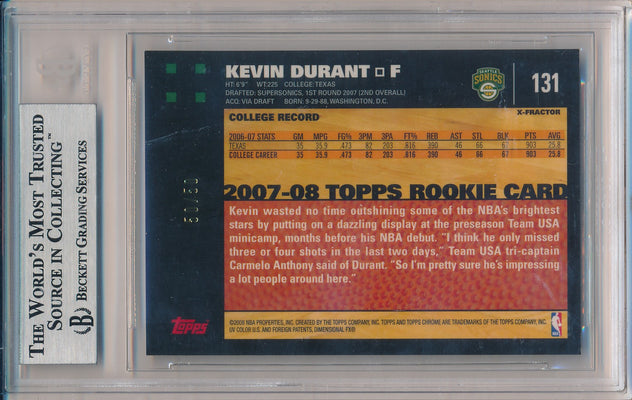 Topps  2007-2008 Chrome X-Fractors #131 Kevin Durant 50/50 / BGS Grade 8.5