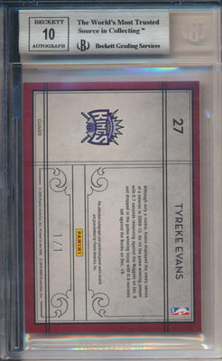 Panini  2009-2010 Timeless Treasures Materials Laundry Tags NBA Logoman Ink #27 Tyreke Evans 1/1 / BGS Grade 9 / Auto Grade 10