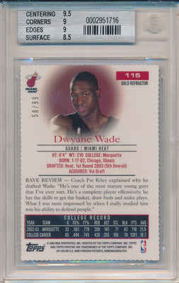 Topps 2003-2004 Pristine Gold Refractors #115 Dwyane Wade 58/99 / BGS Grade 9