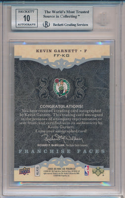 Upper Deck 2008-2009 Premier Franchise Faces #FF-KG Kevin Garnett 4/25 / BGS Grade 9 / Auto Grade 10