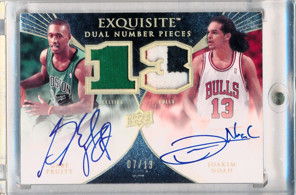 Upper Deck 2007-08 Exquisite Collection Exquisite Dual Number Pieces #EDN-NP Gabe Pruitt/Joakim Noah 7/13