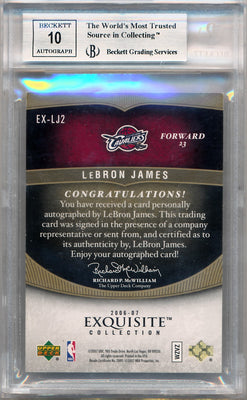 Upper Deck 2006-2007 Exquisite Collection Exquisite Enshrinements #EXLJ2 Lebron James 4/25 / BGS Grade 8.5 / Auto Grade 10