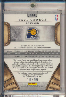 Panini 2010-2011 Crown Royale Silhouettes RPA #334 Paul George 19/99