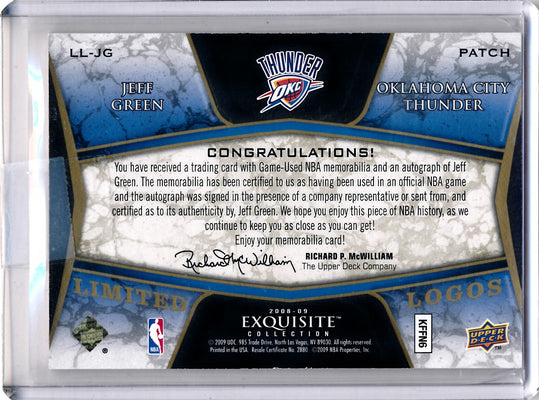 Upper Deck 2008-2009 Exquisite Collection Limited Logos #LLJG Jeff Green 4/25