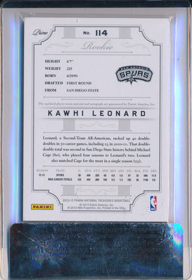 Panini 2012-2013 National Treasures Rookie Card #114 Kawhi Leonard 11/199 / BGS Grade 8 / Auto Grade 10