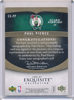 Upper Deck 2006-2007 Exquisite Collection Exquisite Enshrinements #EXPP Paul Pierce 3/25