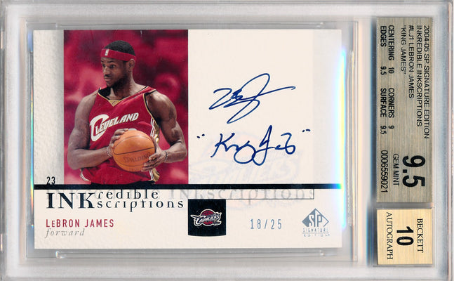 Upper Deck 2004-2005 SP Signature Edition  Inkredible Inkscriptions #LJ1 Lebron James 18/25 / BGS Grade 9.5 / Auto Grade 10