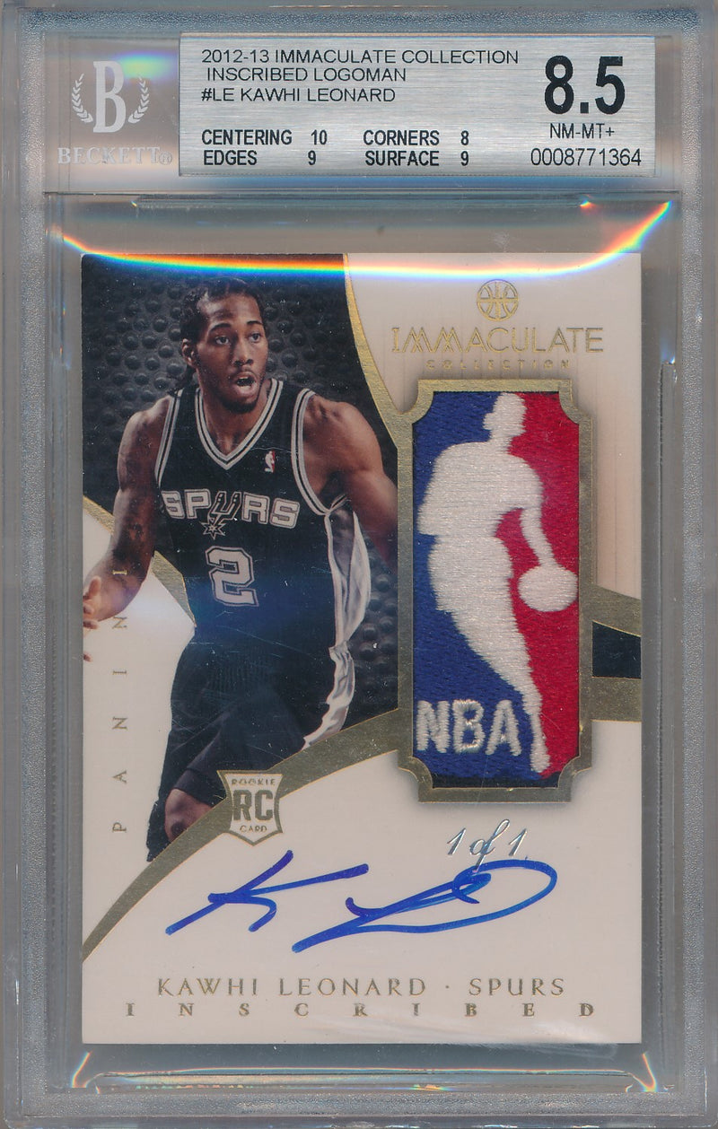 Panini 2012-2013 Immaculate Collection Inscribed Logoman #IL-LE Kawhi Leonard 1/1 / BGS Grade 8.5 / Auto Grade 10