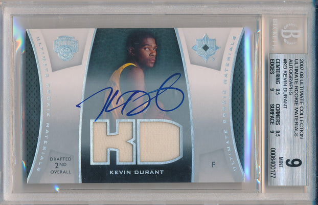 Upper Deck  2007-2008 Ultimate Collection Ultimate Rookie Materials #ULTR-KD Kevin Durant  / BGS Grade 9 / Auto Grade 10