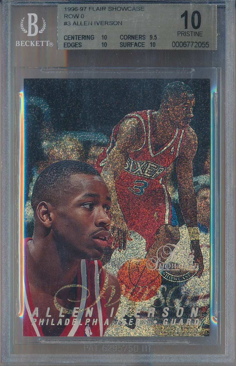 Fleer 1996-1997 Flair Showcase Row O #3 Allen Iverson  / BGS Grade 10