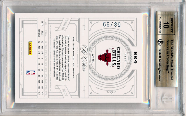 Panini 2009-2010 National Treasures Century Silver #224 Taj Gibson 58/99 / BGS Grade 9.5 / Auto Grade 10