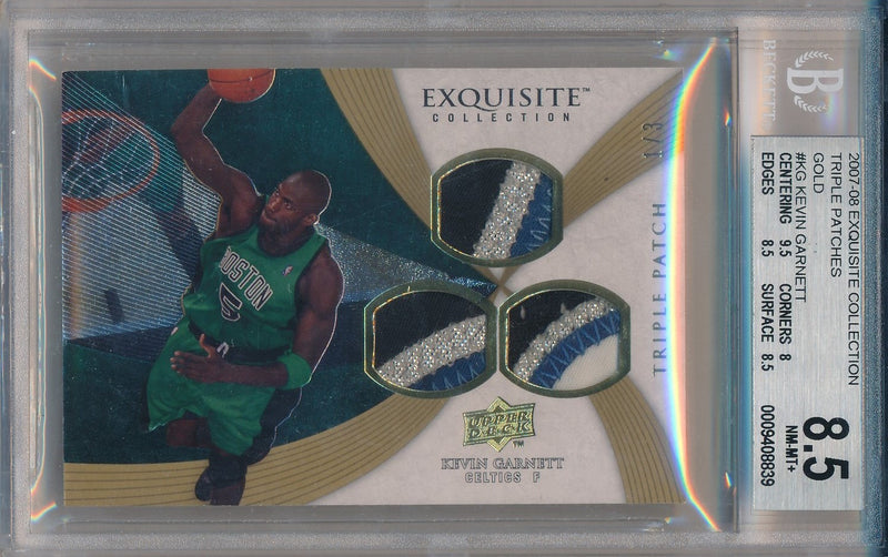 Upper Deck 2007-2008 Exquisite Collection Triple Patches #TRIP-KG Kevin Garnett 1/3 / BGS Grade 8.5