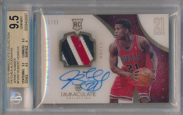 Panini 2014-2015 Immaculate Collection Patches Autographs Jersey Number #125 Jimmy Butler 11/21 / BGS Grade 9.5 / Auto Grade 10