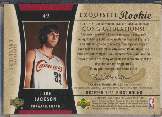 Upper Deck 2004-2005 Exquisite Collection Gold RPA #49 Luke Jackson 19/33