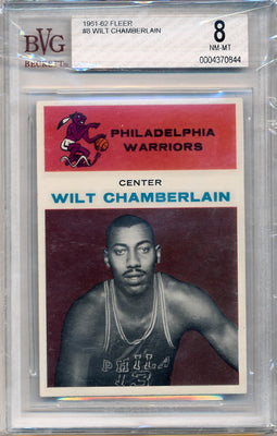 Fleer 1960-1961   #8 Wilt Chamberlain  / PSA Grade 8 / BGS Grade None