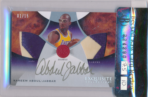 Upper Deck 2006-2007 Exquisite Collection Emblems Of Endorsement #EMKA Kareem Abdul-Jabbar 1/15 / Auto Grade 10