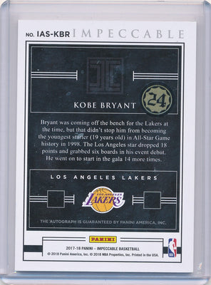 Panini 2017-2018 Impeccable All Star Appearances #IASKBR Kobe Bryant 9/18