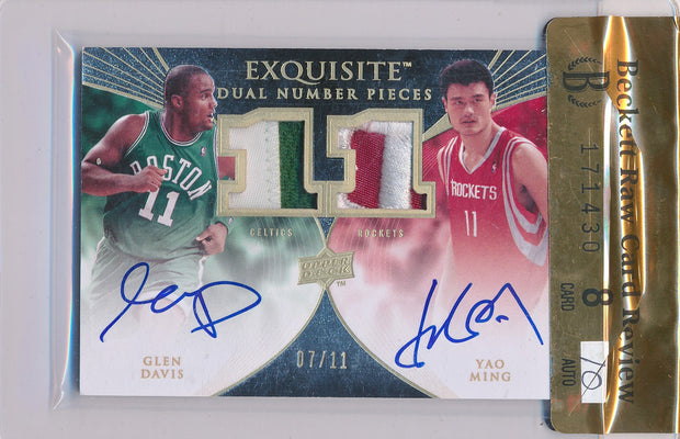 Upper Deck 2007-2008 Exquisite Collection Dual Number Pieces #EDN-MD Glen Davis / Yao Ming 7/11 / BGS Grade 8 / Auto Grade 10