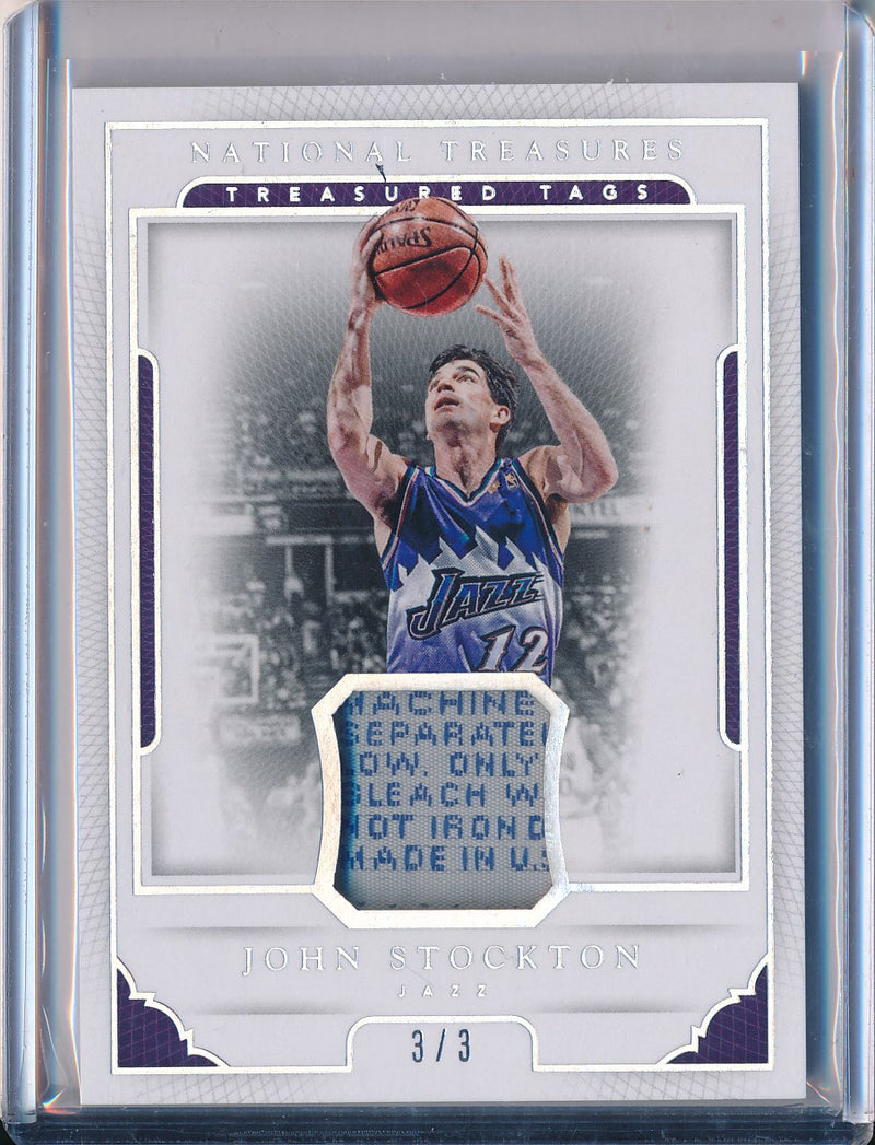 Panini 2015-2016 National Treasures Treasured Tags #14 John Stockton 3/3