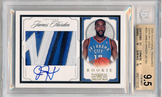 Panini 2009-2010 National Treasures Century Gold #203 James Harden 14/25 / BGS Grade 9.5 / Auto Grade 10