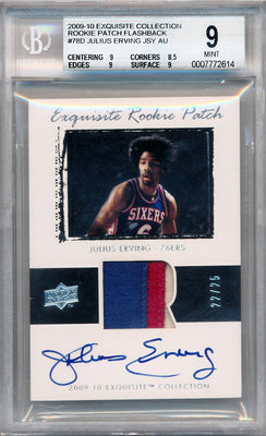 Upper Deck 2009-2010 Exquisite Collection Rookie Patch Flashback #78D Julius Erving 22/25 / BGS Grade 9 / Auto Grade 10