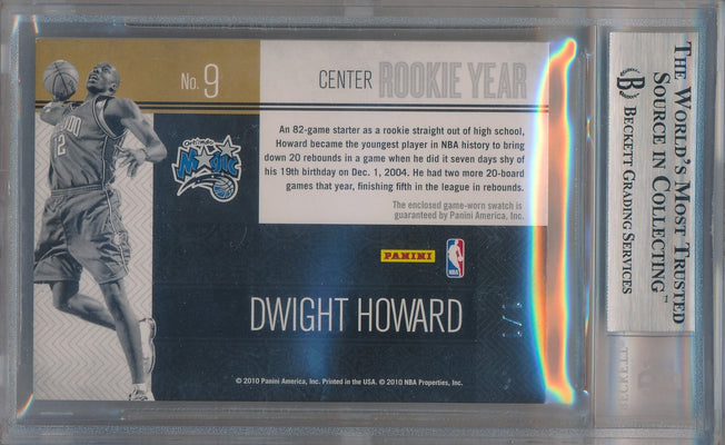 Panini 2010-2011 Timeless Treasures Rookie Year Materials #9 Dwight Howard 1/1 / BGS Grade 9