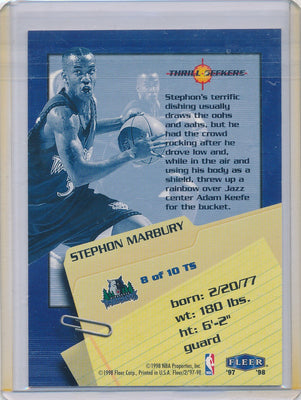 Fleer 1997-98 Basketball Thrill Seekers #8/10TS Stephon Marbury none