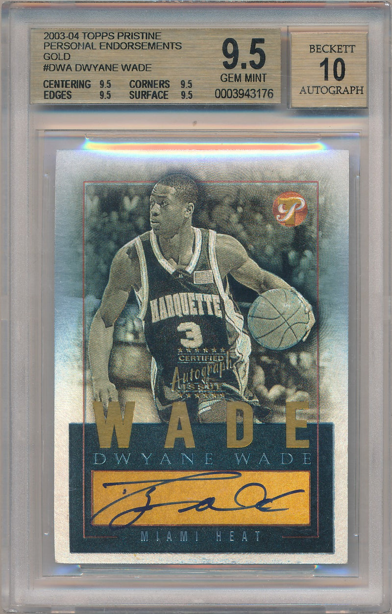 Topps 2003-2004 Pristine Personal Endorsments #PEA-DWA Dwyane Wade 24/25 / BGS Grade 9.5 / Auto Grade 10