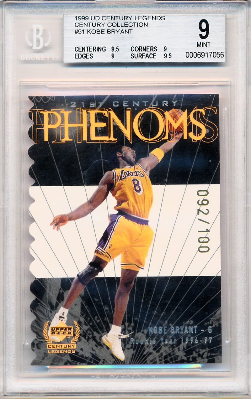 Upper Deck 1999 Century Legends  Century Collection #51 Kobe Bryant 92/100 / BGS Grade 9