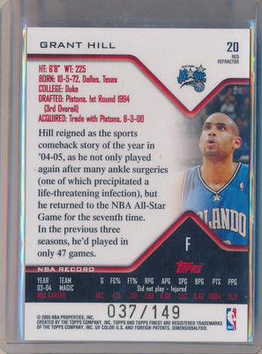 Topps 2004-2005 Finest Red Refractor #20 Grant Hill 37/149