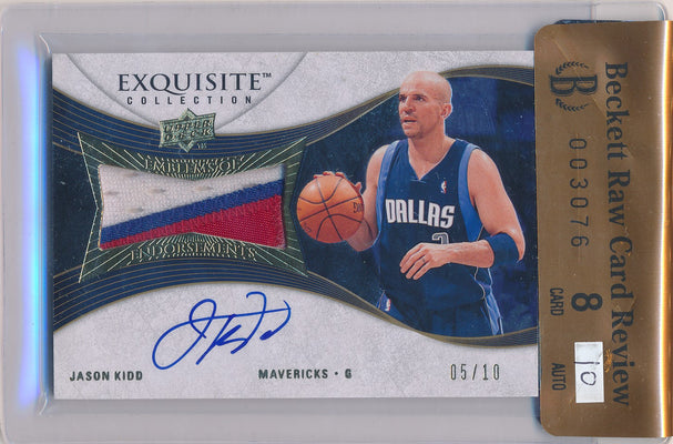 Upper Deck 2007-2008 Exquisite Collection Emblems Of Endorsement #EEKK Jason Kidd 5/10 / Auto Grade 10